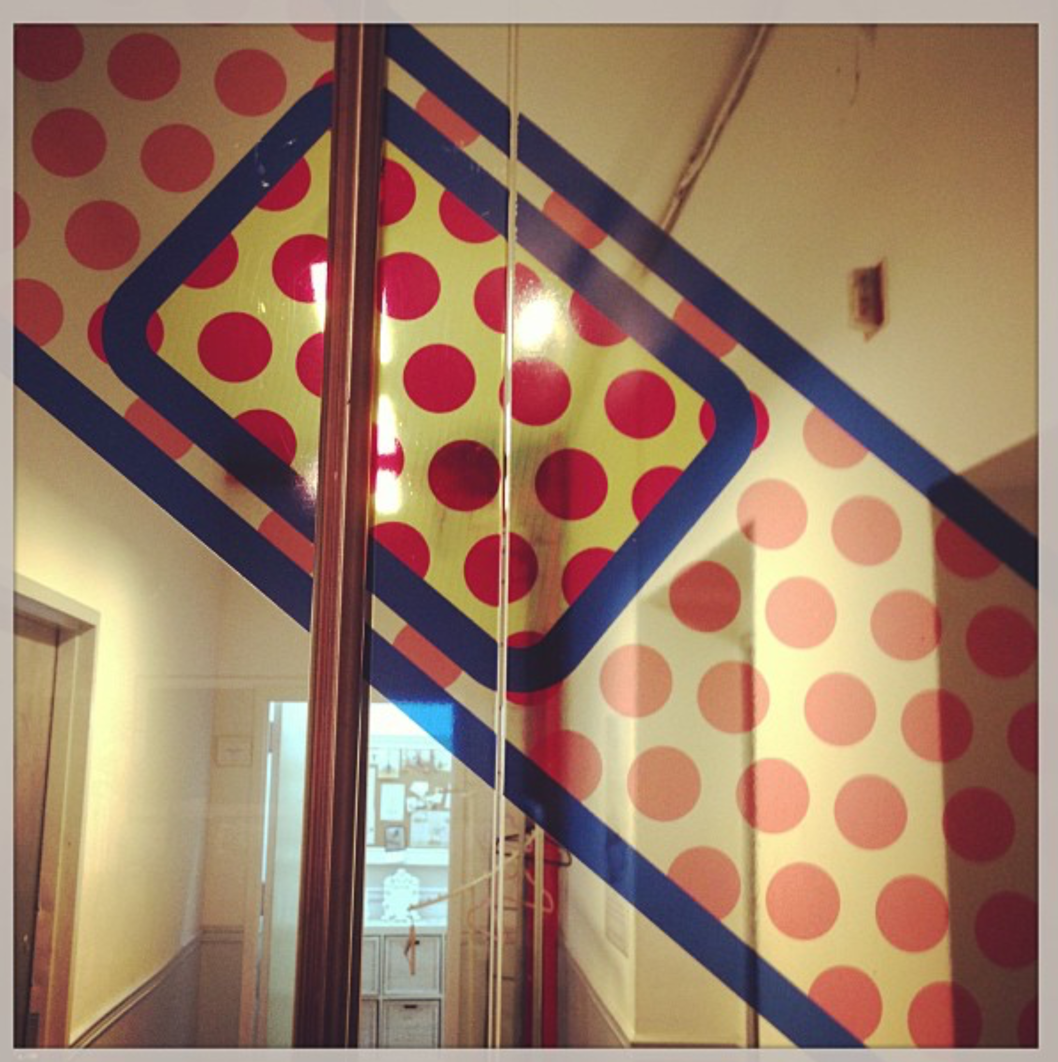 Original dotted bandage graphic on the office glass